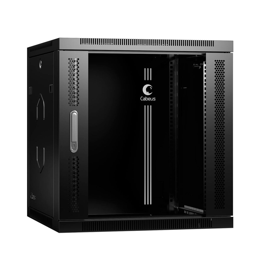 Шкаф настенный 19", 12U Cabeus SH-05F-12U60/60-R-BK