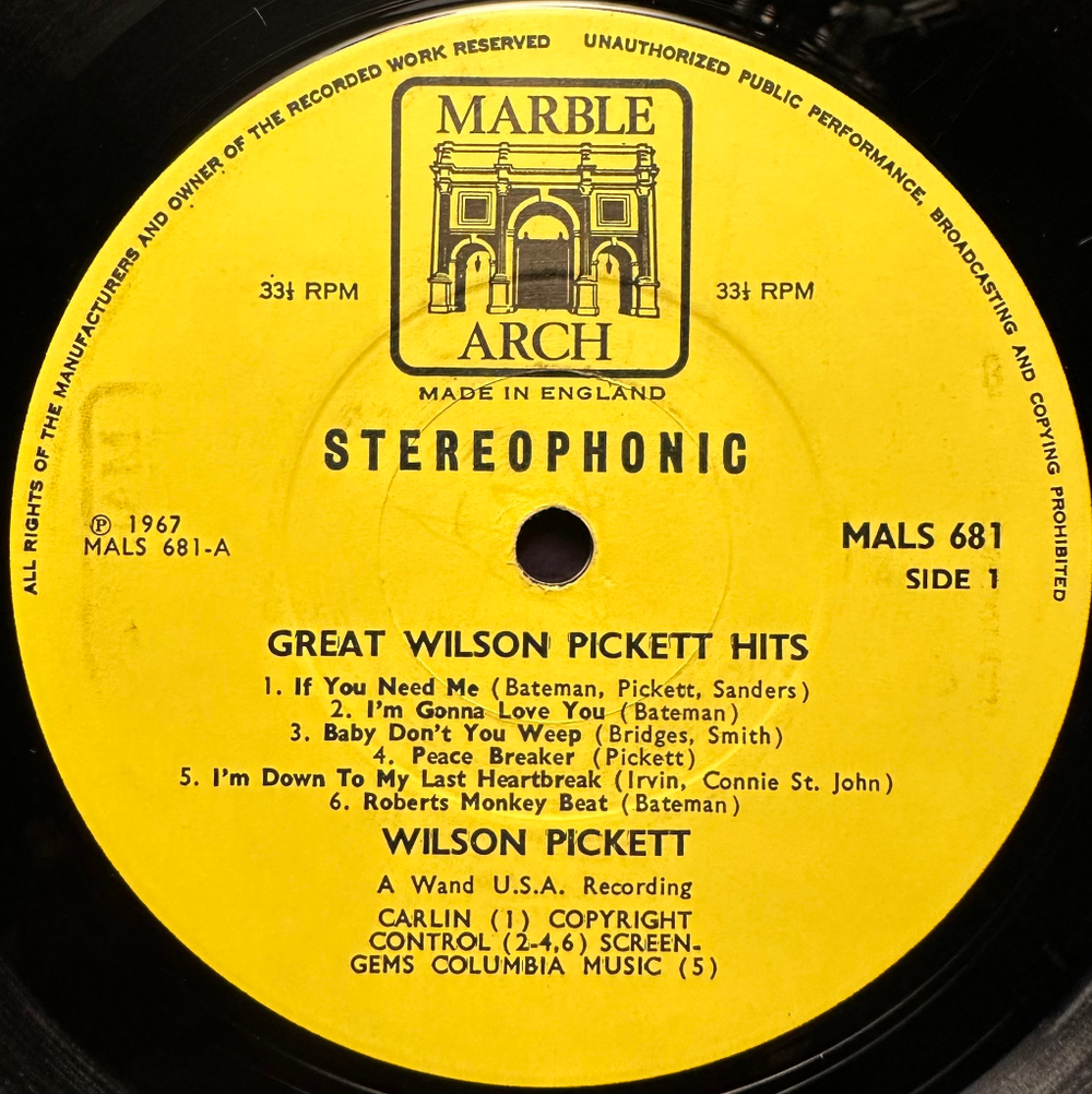 Wilson Pickett - Great Wilson Pickett Hits (Англия 1967г.)