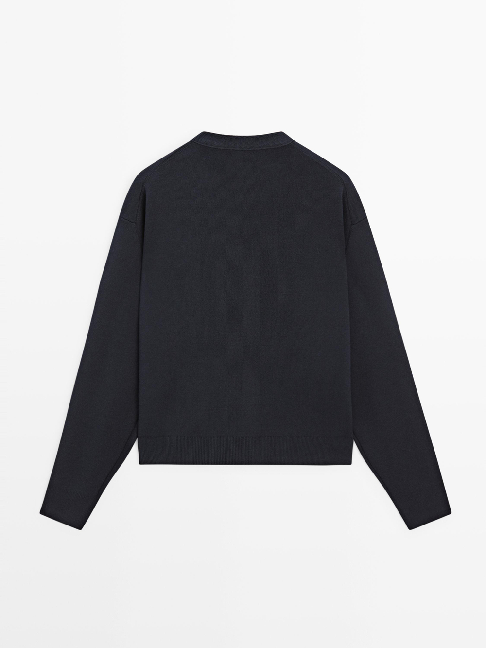 Massimo Dutti Кардиган из хлопкового трикотажа с золотистыми пуговицами, темно-синий