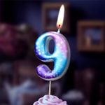 Свеча Цифра, 9 Космос, Градиент, 4,3 см, 1 шт.