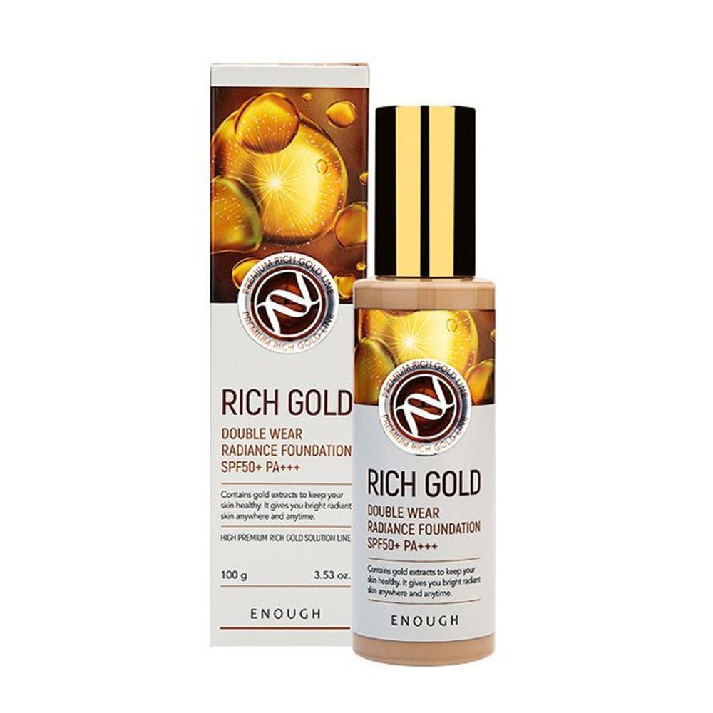 Тональная основа Enough Rich Gold # 21 Double Wear Radiance Foundation SPF50+ PA+++ с экстрактом золота тон 21 100 г