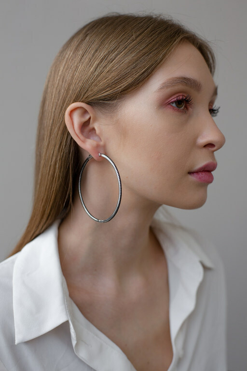 Серьги - конго с черными фианитами