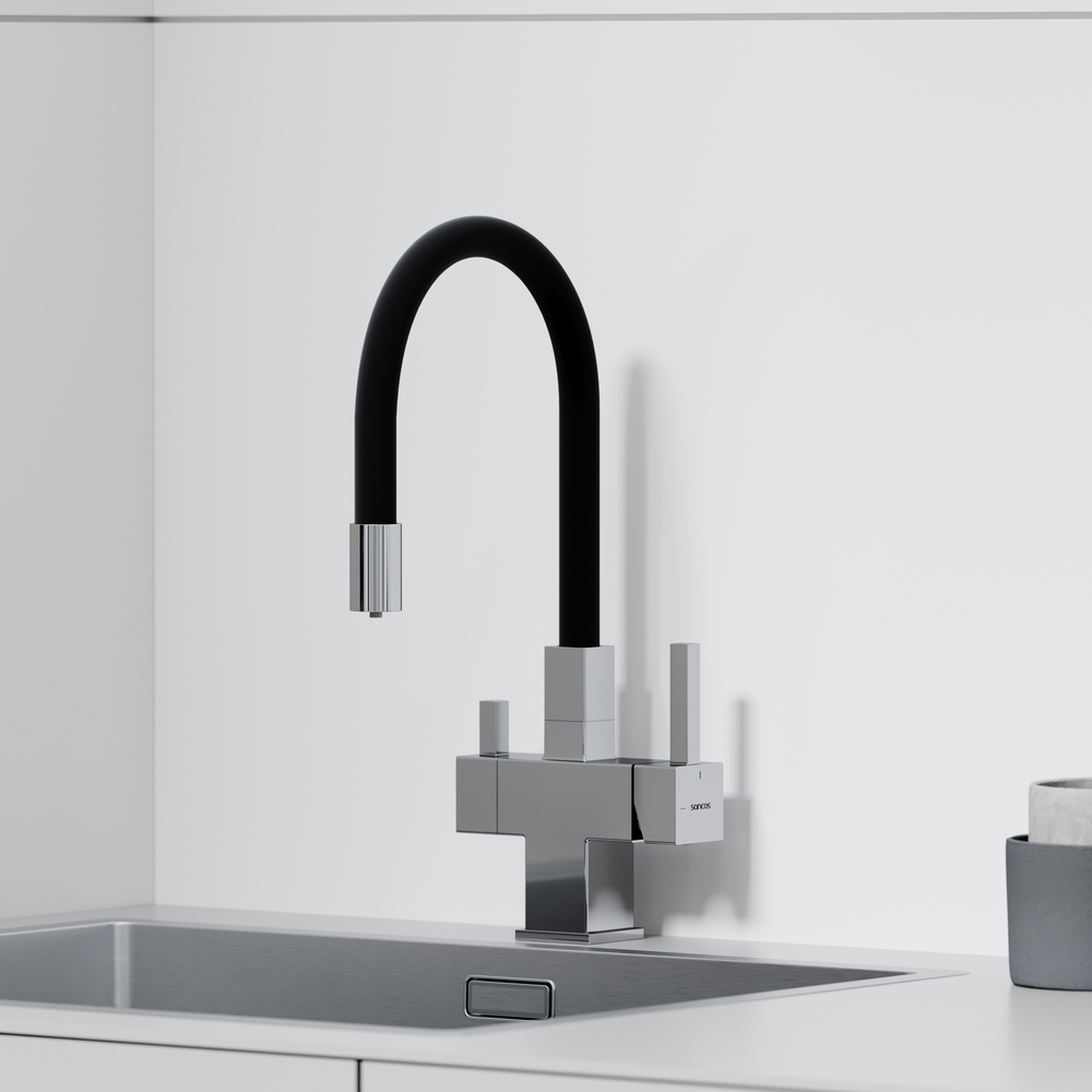 Смеситель для кухни Sancos Arno с гибким изливом, цвет хром/черный, арт. SC4005CH