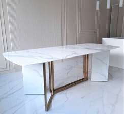 Стол Marble Cross, 220х100 см, белый керамогранит