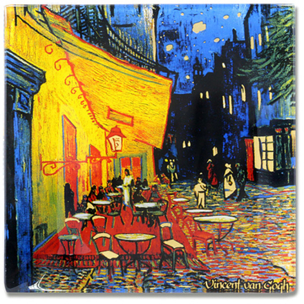 Carmani Тарелка квадратная Ночная терраса кафе (Ван Гог) 13х13 см, стекло