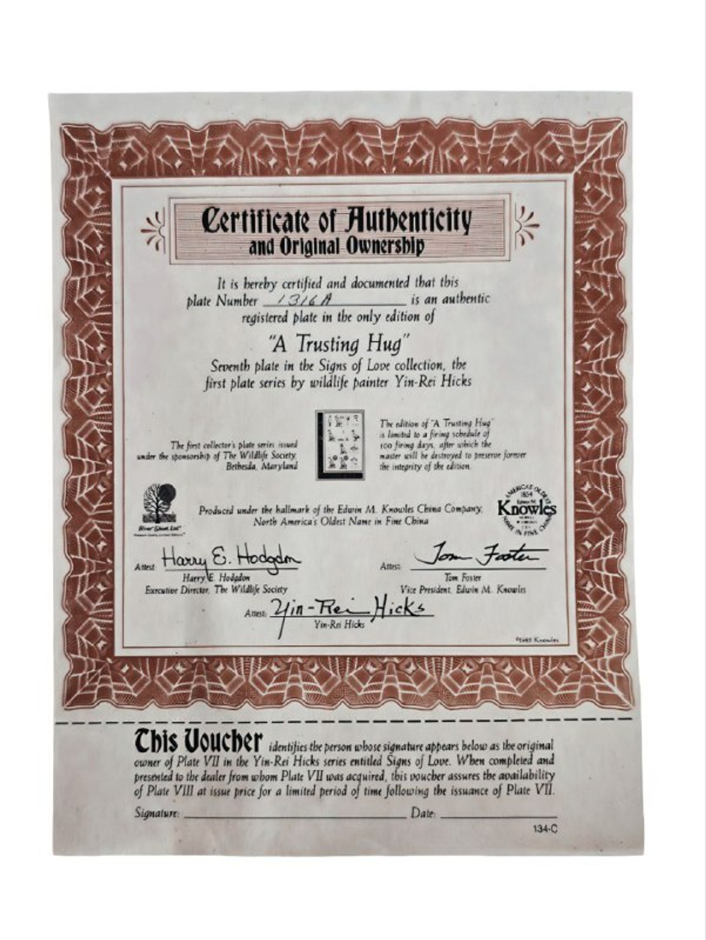 Тарелка декоративная "Доверительное объятие" США