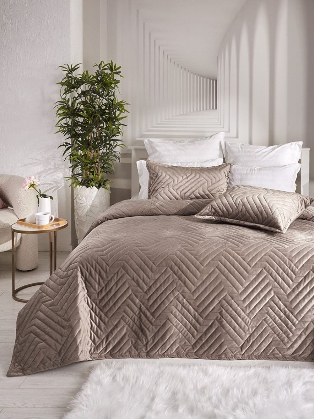 Покрывало на кровать, стеганое, поплин с размерами 215х220