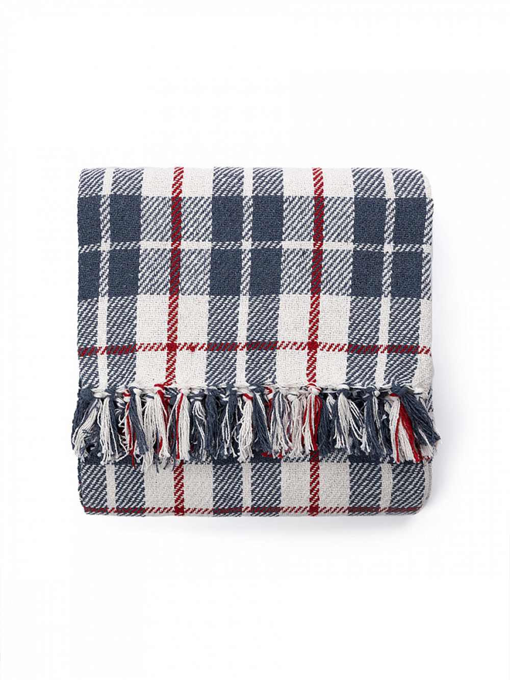 Покрывало DeNASTIA клетка 150x200 хб100% синий/белый Индия