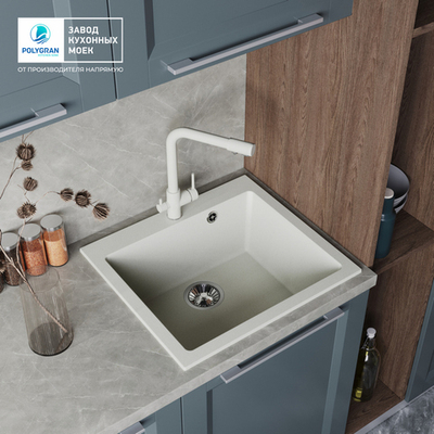 Мойка TOLERO R-111 белый №923 (туман), смеситель DORADO белый №923 (туман)