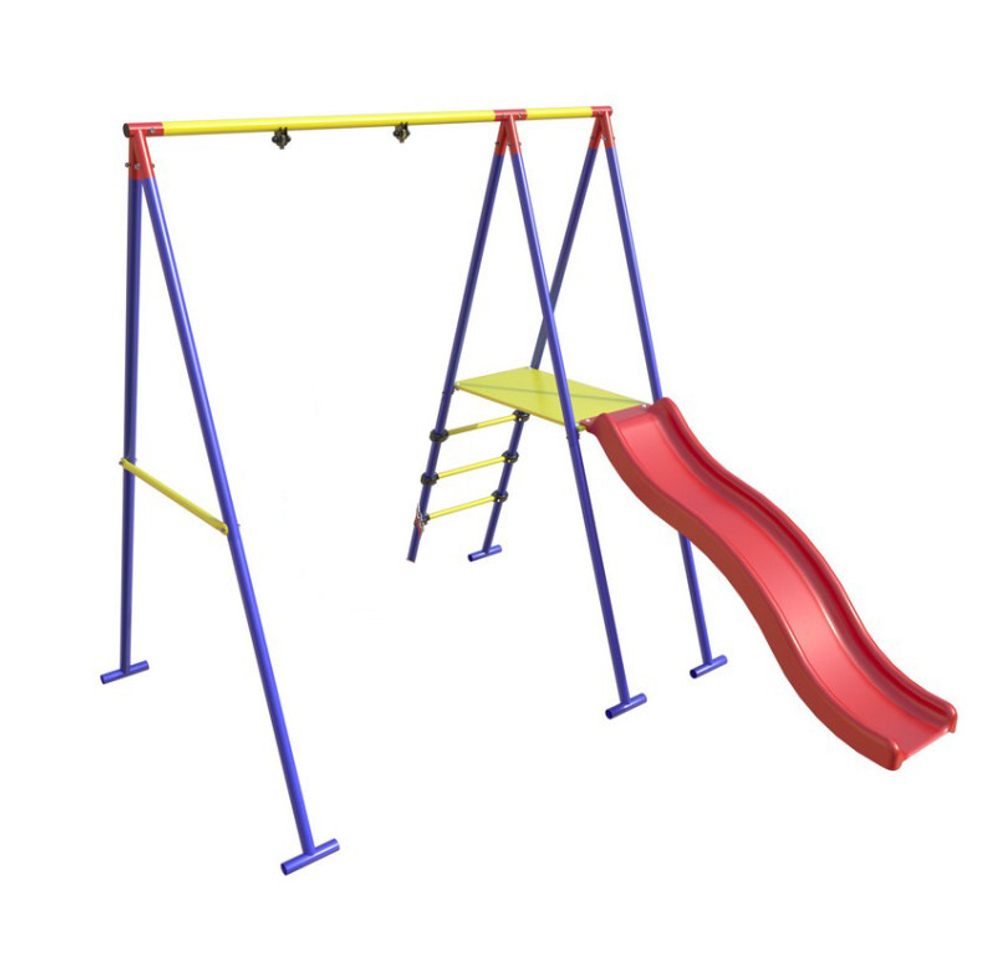 Качели "каркас" с горкой (синий)