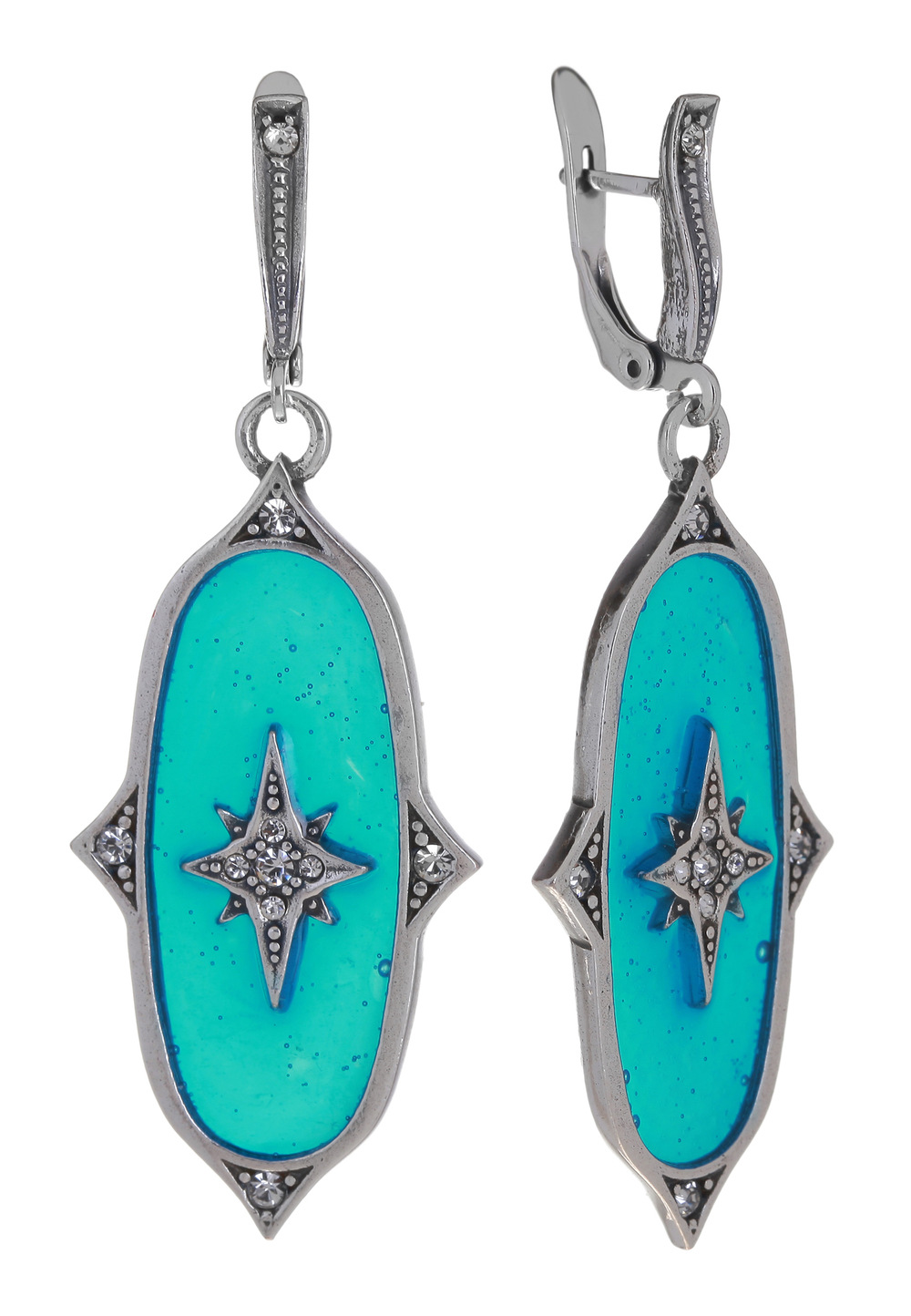 "Денария Шах" серьги в серебряном покрытии из коллекции "Марокканские ночи" от Jenavi с английским замком