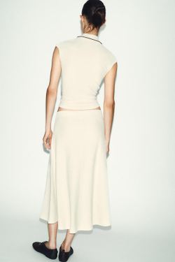 ZARA ЮБКА ИЗ МЯГКОЙ ТКАНИ, ЖЕЛТОВАТО-БЕЛЫЙ