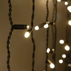 Светодиодный занавес 2*2 м., 400 LED, тепло-белый, статика, черный провод каучук, LTC (ECO402-1-2WW)