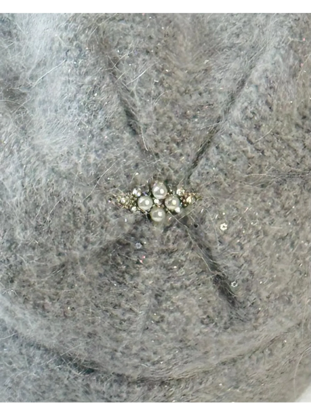 шапка зимняя вязаная ангора с пайетками