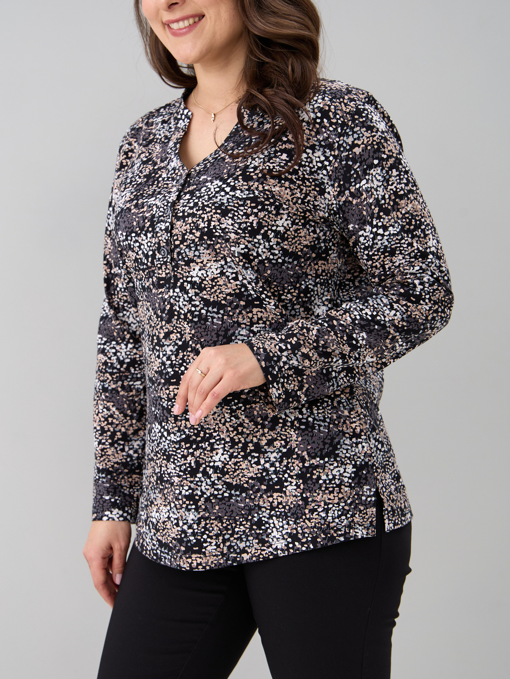 Блузка БЛ-22/черный-бежабстракция