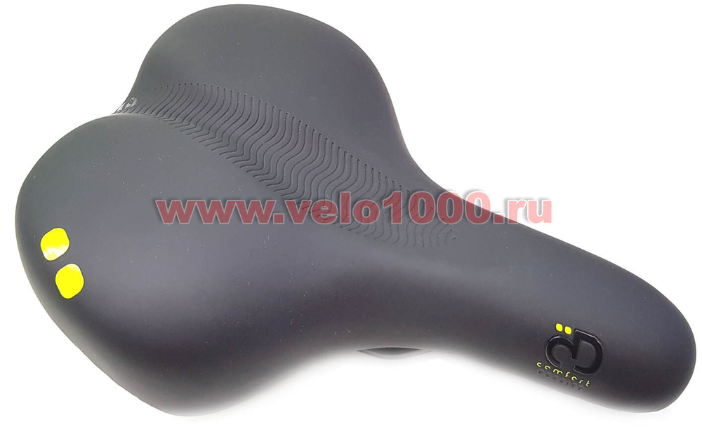 Седло унисекс, VLX-D121 265x200мм, серии "Comfort Density", с эластомерами, чёрный с лаймом дизайн.