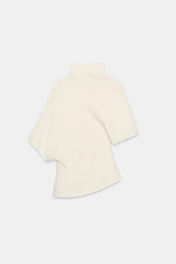 ZARA АСИММЕТРИЧНЫЙ ТРИКОТАЖНЫЙ СВИТЕР, ЭКРЮ