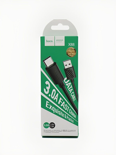 Кабель Hoco X88 Type-C, 3.0A, ПВХ, 1м (Black)