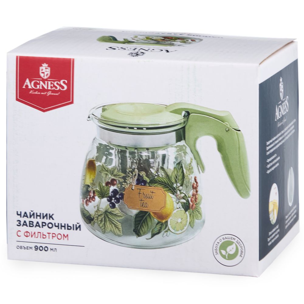 ЗАВАРОЧНЫЙ ЧАЙНИК AGNESS С ФИЛЬТРОМ "ФРУКТЫ" 900 МЛ.
