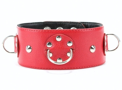Красный кожаный ошейник с короткими шипами (Цвет: красный)