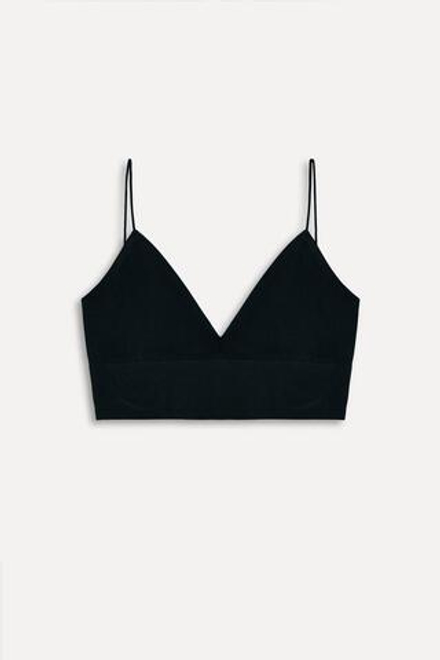 ZARA БЕСШОВНЫЙ БРАЛЕТТ С ТРЕУГОЛЬНЫМИ ЧАШКАМИ — 50TH ANNIVERSARY, ЧЕРНЫЙ