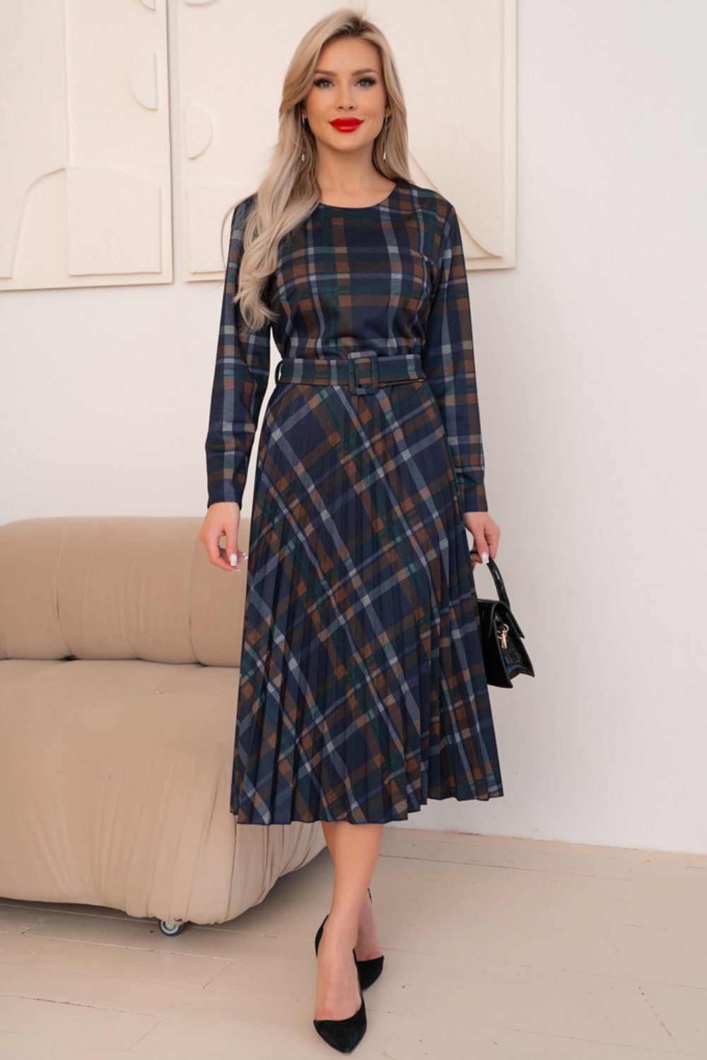 Платье Сильвия (синий/коричневый) Р11-1086/5 Nikol