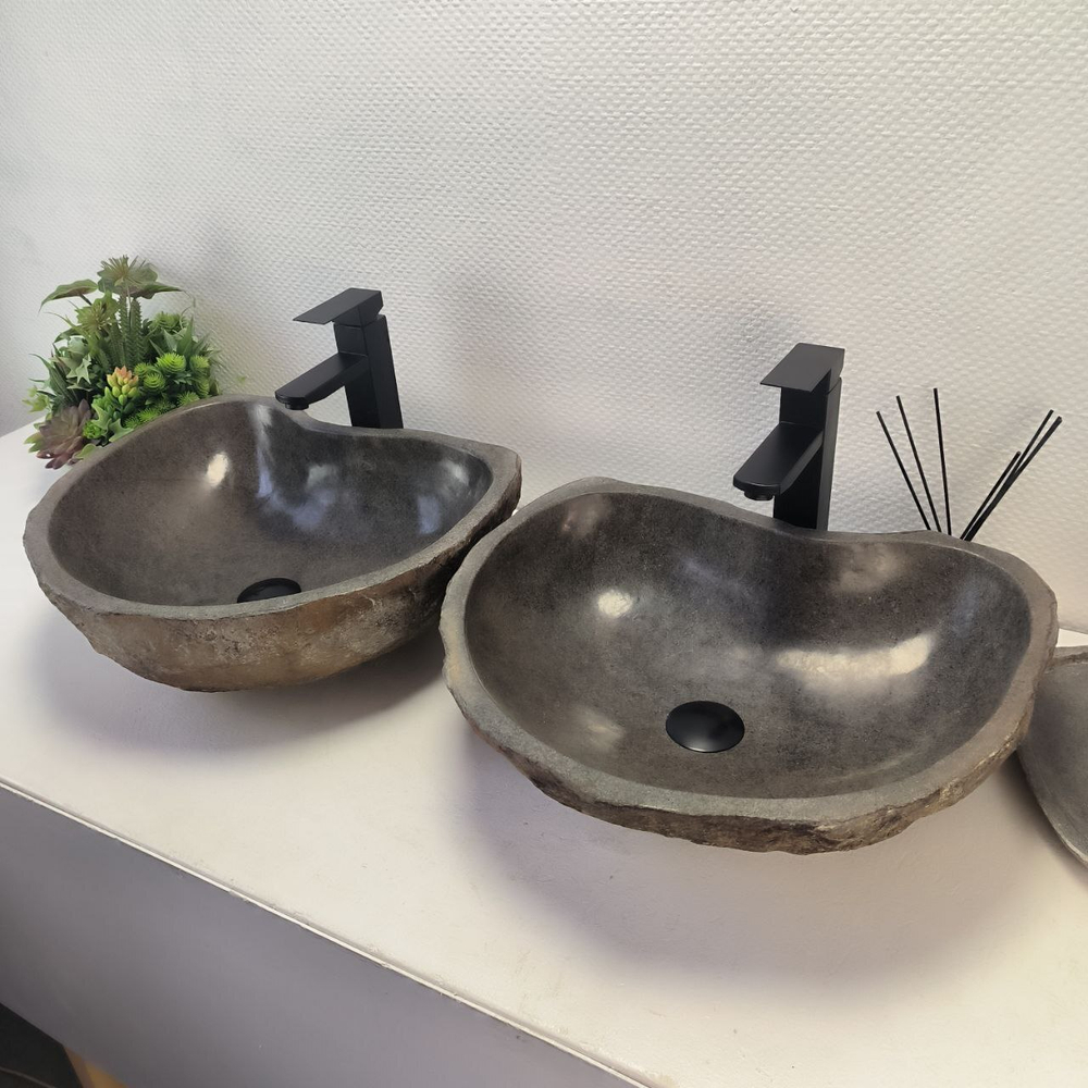 Раковина из речного камня ПАРА! RS-63696 47*41*15 2шт 0126