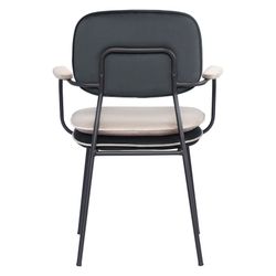 Стул с подлокотниками и контрастным кантом Pea, велюр, темно-серый/бежевый