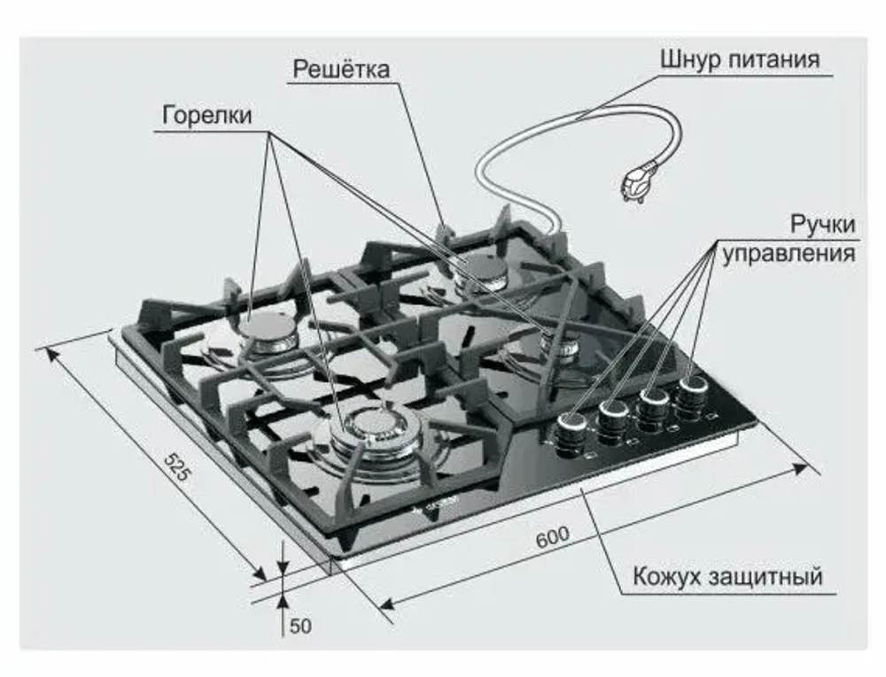 Газовая варочная панель GEFEST ПВГ 2232-01 К52