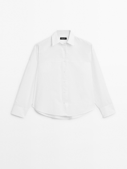 Massimo Dutti Рубашка из 100% хлопка с вышивкой, белый