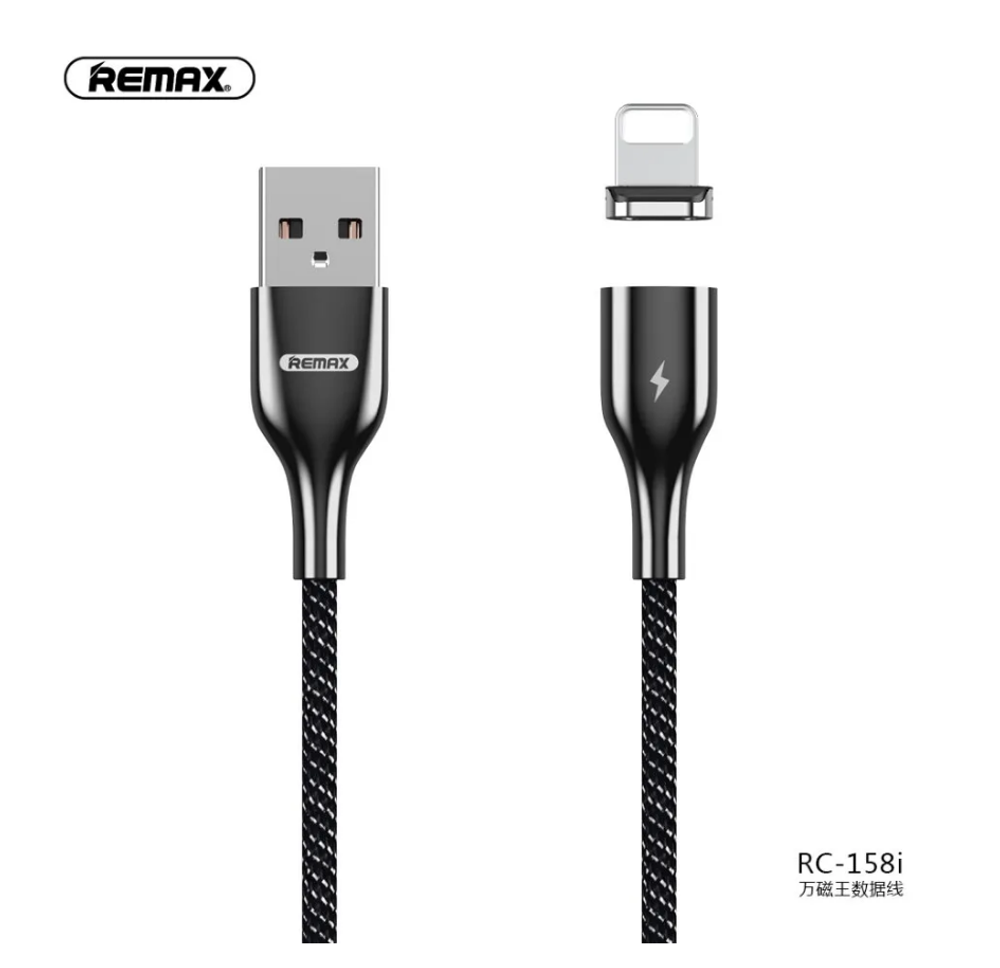 Кабель USB - Lightning Remax RC-158i магнитный (черный) 1м