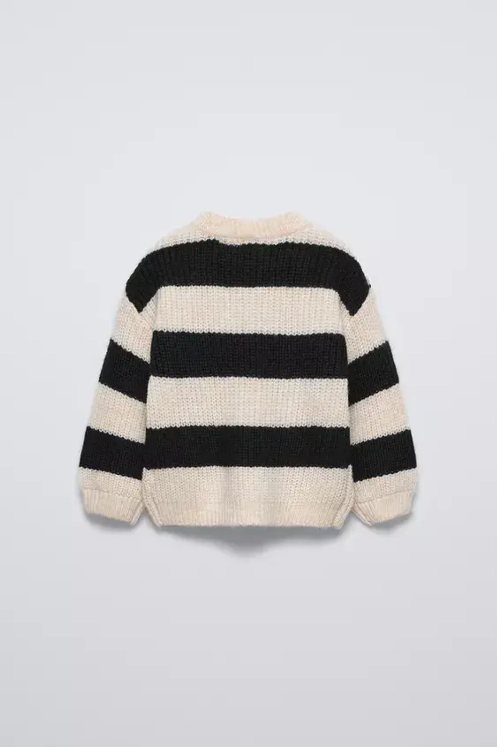 ZARA ТРИКОТАЖНЫЙ СВИТЕР, ЭКРЮ/ЧЕРНЫЙ