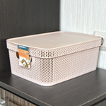 Корзина для хранения 11л с крышкой "Keeplex Ajur", бежевый топаз