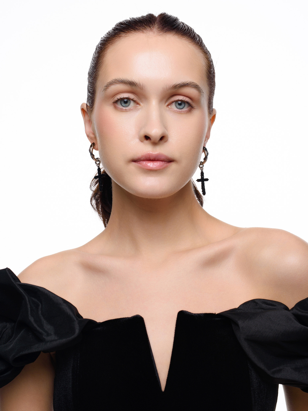 Серьги "Snake Black Cross"