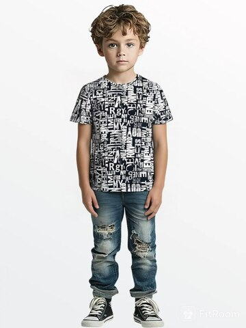 1070 Футболка детская кулирка надписи на синем (72-140)