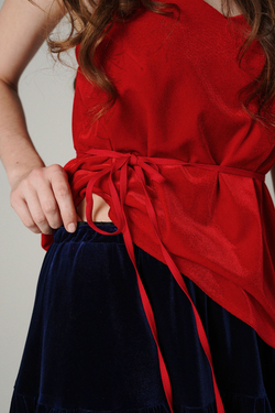 Юбка на кокетке из бархата "Мишка на севере"