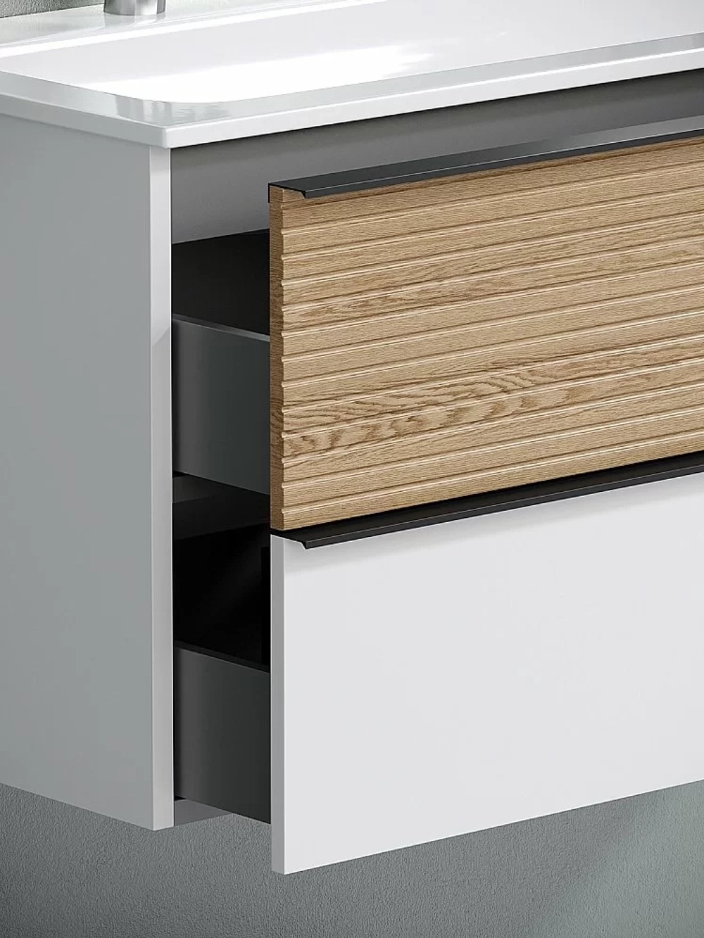 Тумба с раковиной Sancos DELTA DL100LW + CN7014 100 дуб светлый/белый