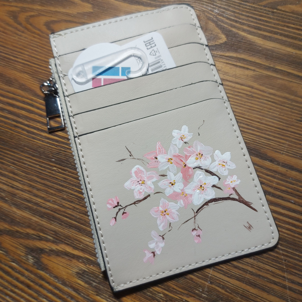 Картхолдер (кошелек) женский с авторской росписью "Яблоня"