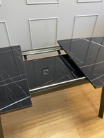 Стол обеденный, кухонный раздвижной KENNER AA1400 черный/камень черный