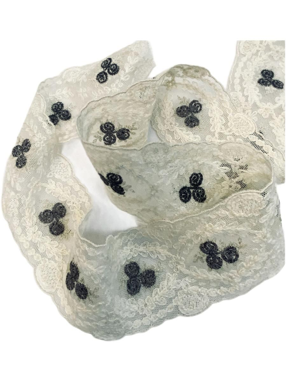 кружево на сетке вышивка шелк/хлопок (Франция) ш-6см цена за 1 м