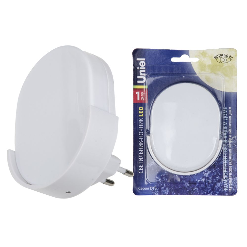 DTL-316 Овал-White-Sensor Светильник-ночник. С фотосенсором день-ночь. Белый. ТМ Uniel
