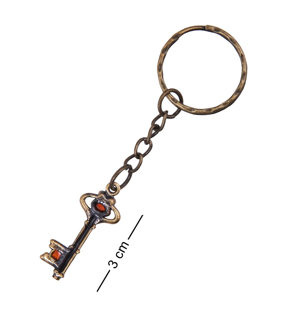 AM-3823 Брелок «Ключик от ларчика» (латунь, янтарь)