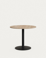 Esilda Круглый стол с меламиновой натуральной отделкой и черной металлической  ножкой