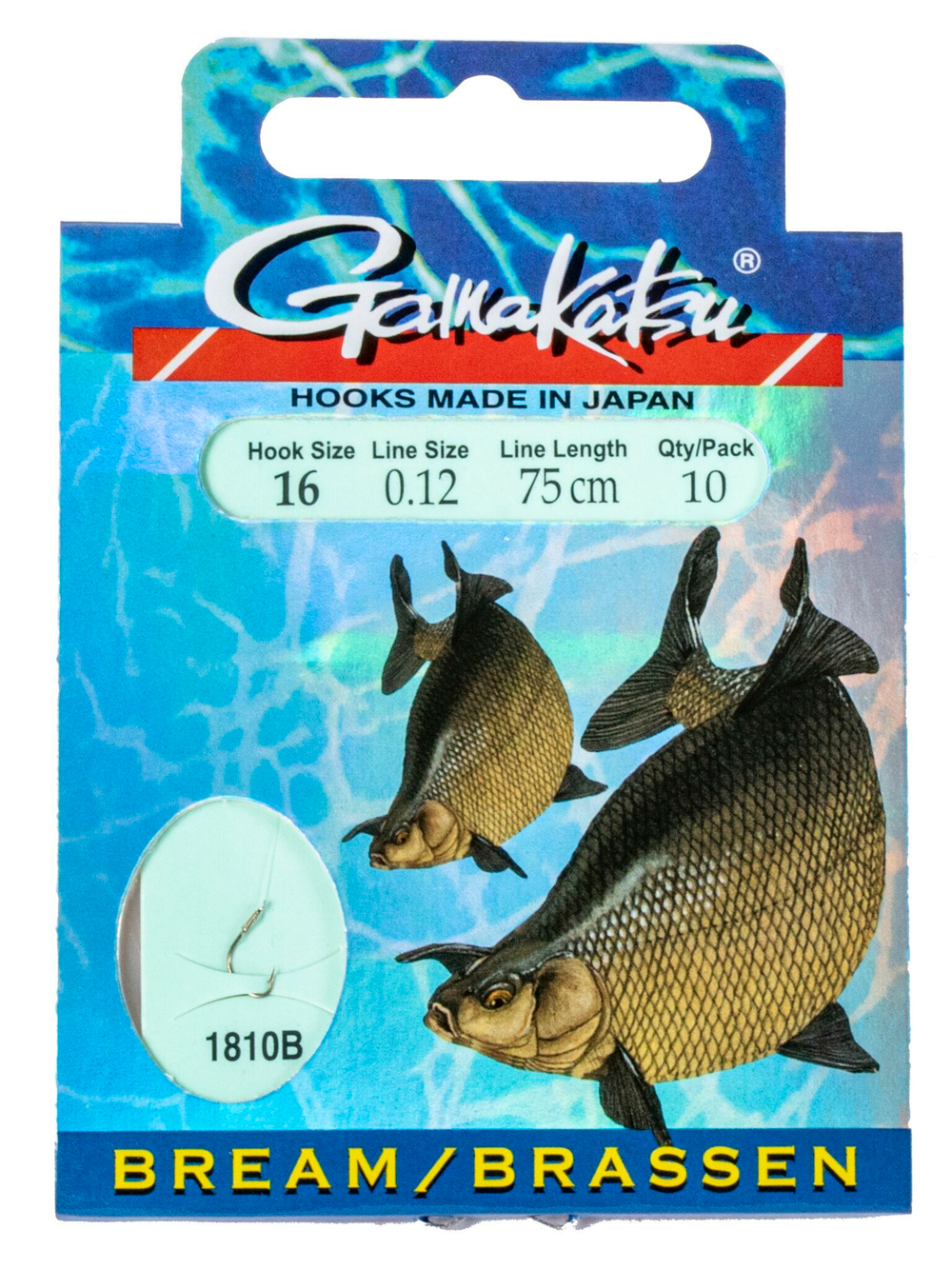 Крючки с поводком Gamakatsu Booklet BR. FEEDER 1810B разм. 16-0.12мм 75см 10шт.