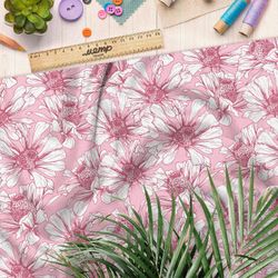 Ткань оксфорд 600 воздушно-белые цветы на розовом