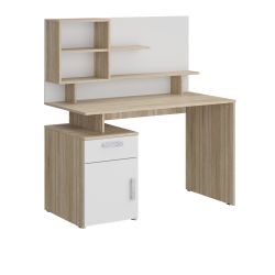 Стол компьютерный 2 Салоу (дуб сонома/перламутр), МФ 1+1