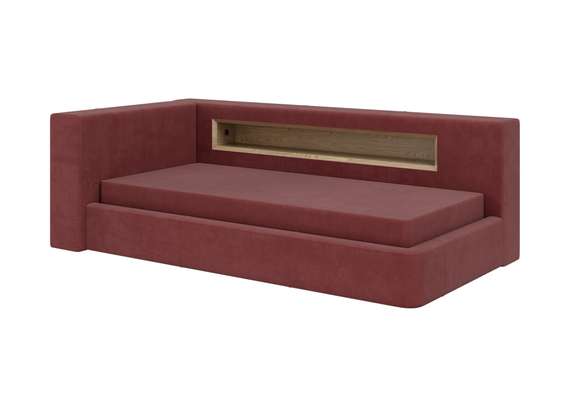 Диван-кровать Cube c нишей L (бордовый FiberGuard)