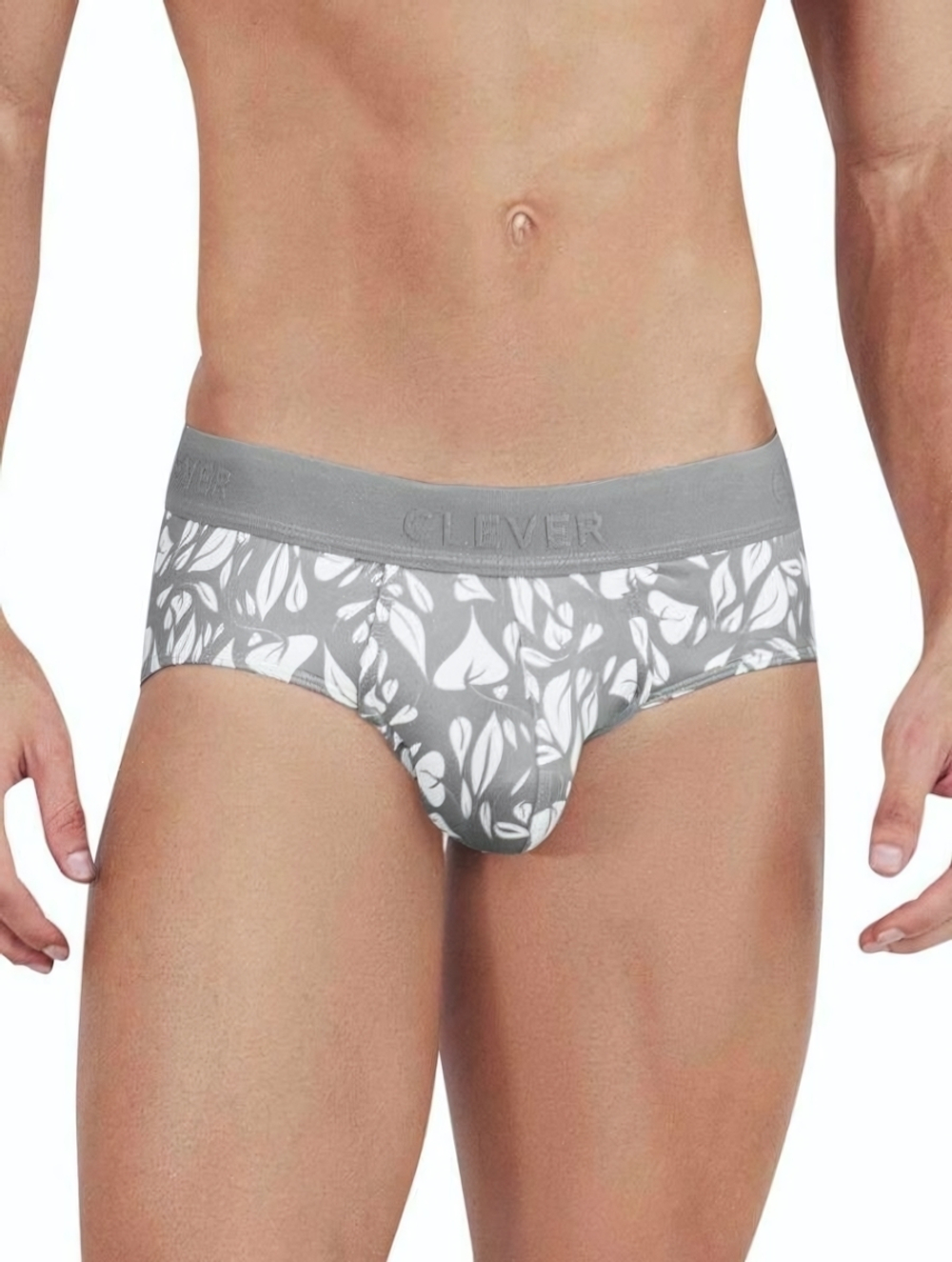 Серые мужские трусы-брифы с растительным принтом Grace Classic Brief (Размер: S) (Цвет: серый)