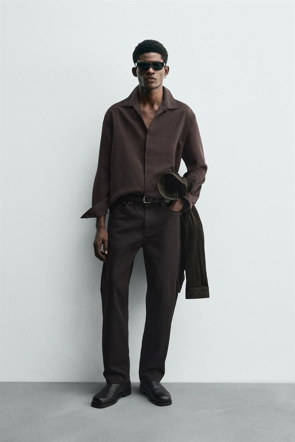 ZARA РУБАШКА СТРУЯЩЕГОСЯ ПОКРОЯ, ТЕМНО-ГРАНАТОВЫЙ