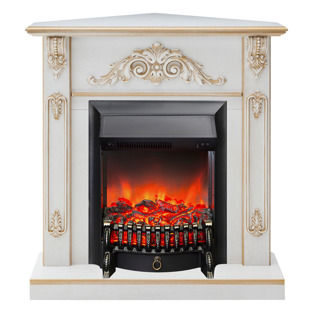 Каминокомплект Real Flame Anita Corner WT с очагом Fobos Lux Black (угловой) (без пульта)